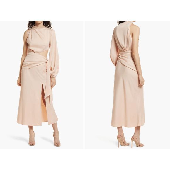 MISHA COLLECTION Dresses & Skirts - NWT Misha Collection x Revolve Maryan Dress in Pink Rose Cloud Cut Out Faux Wrap